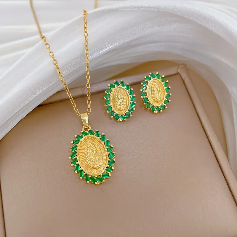 Luxury Zircon Heart Earrings & Necklace Set