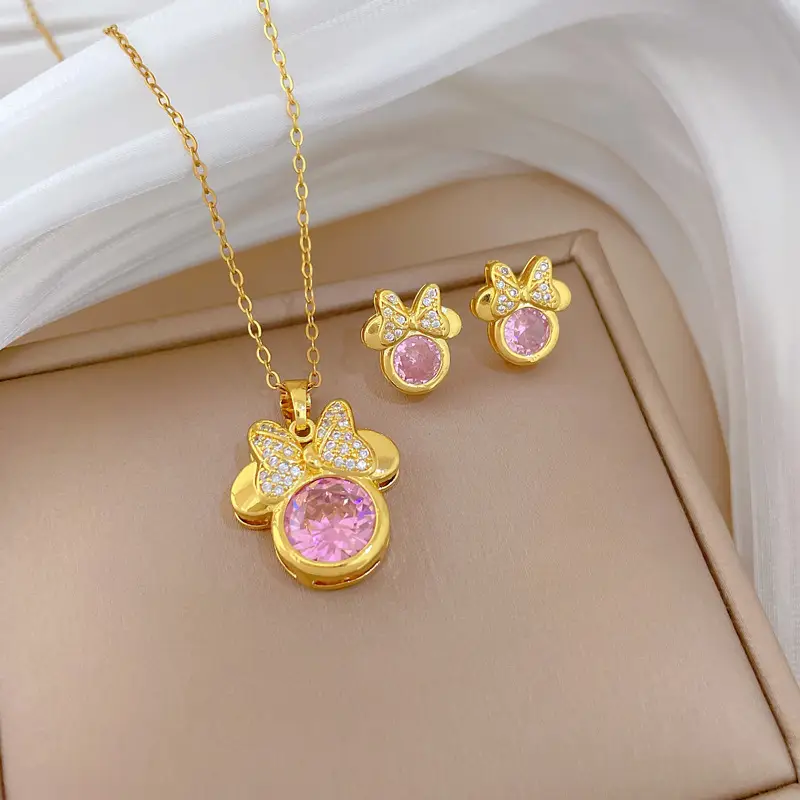 Luxury Zircon Heart Earrings & Necklace Set