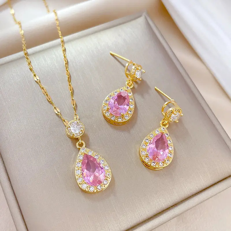 Luxury Zircon Heart Earrings & Necklace Set — feature 32