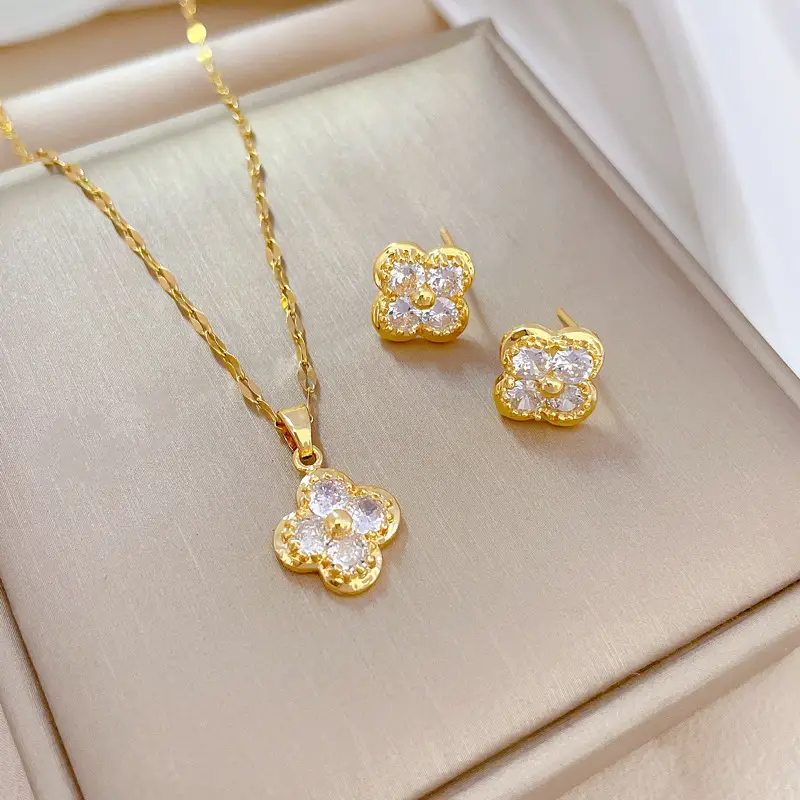 D315 necklace-E312 earrings [titanium steel chain copper pendant earrings]]