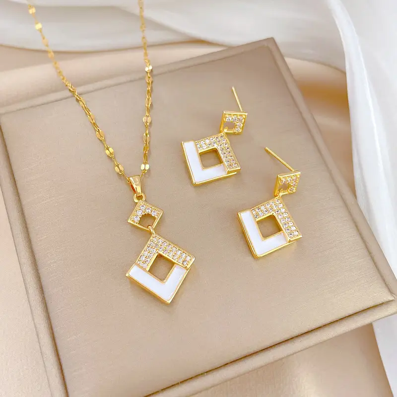 D529 necklace-D530 earrings [titanium steel chain copper pendant earrings]]