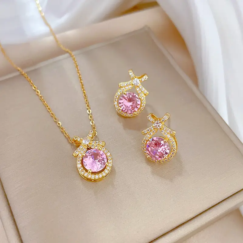 Luxury Zircon Heart Earrings & Necklace Set — feature 22