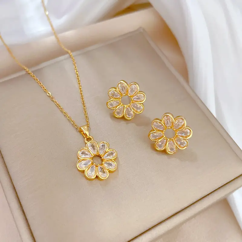 Luxury Zircon Heart Earrings & Necklace Set — feature 23