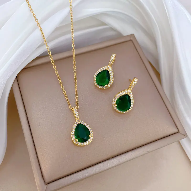 C123 necklace-C124 stud earrings [titanium steel chain copper pendant earrings]]