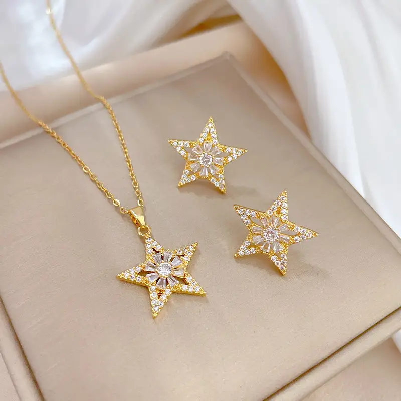 Luxury Zircon Heart Earrings & Necklace Set — feature 24