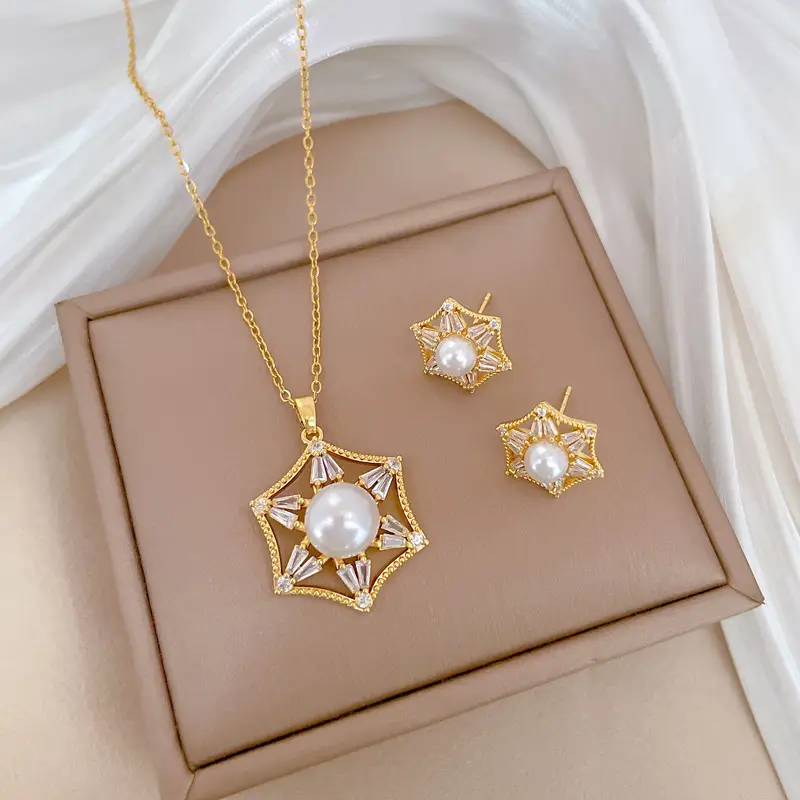 Luxury Zircon Heart Earrings & Necklace Set