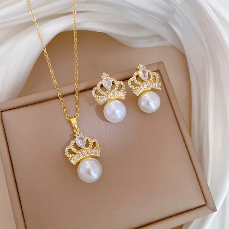 Luxury Zircon Heart Earrings & Necklace Set