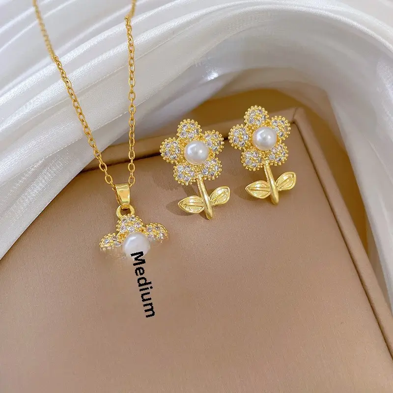 Luxury Zircon Heart Earrings & Necklace Set