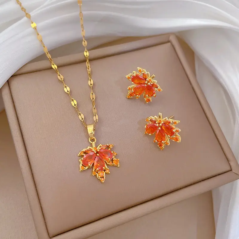 Luxury Zircon Heart Earrings & Necklace Set