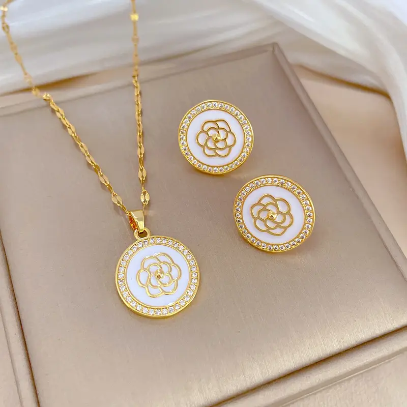 Luxury Zircon Heart Earrings & Necklace Set