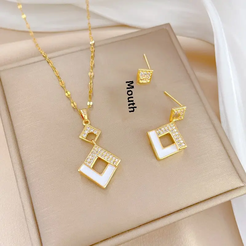 Luxury Zircon Heart Earrings & Necklace Set