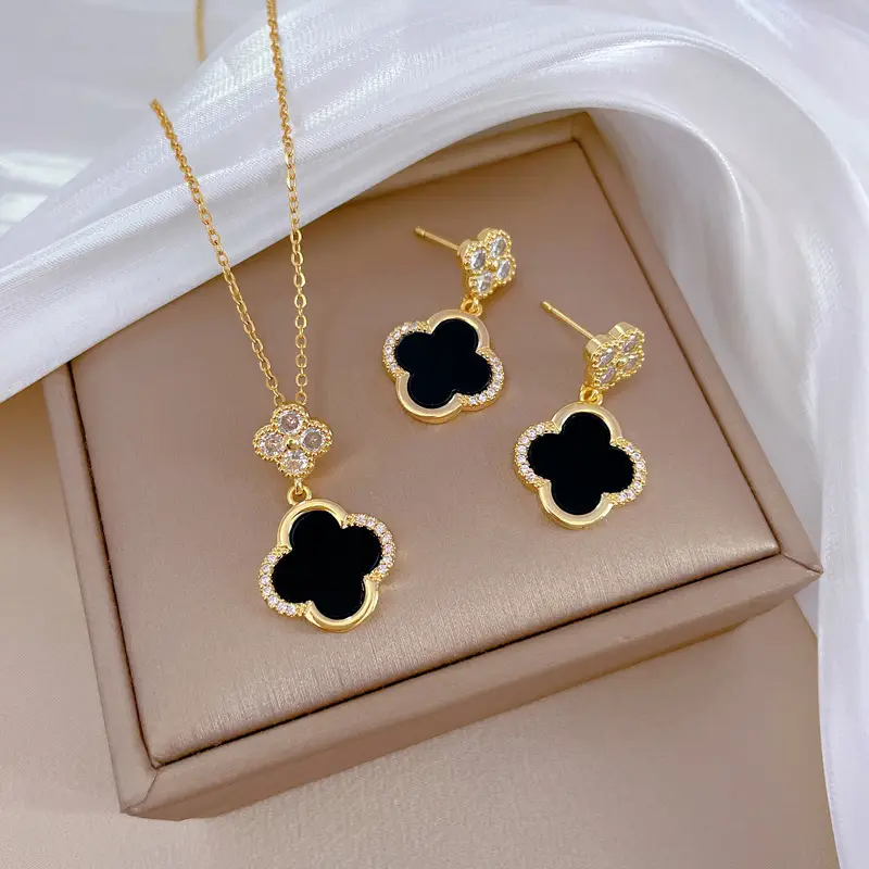 Luxury Zircon Heart Earrings & Necklace Set