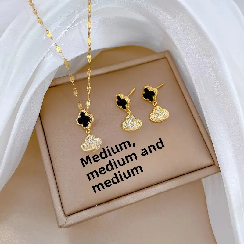 Luxury Zircon Heart Earrings & Necklace Set
