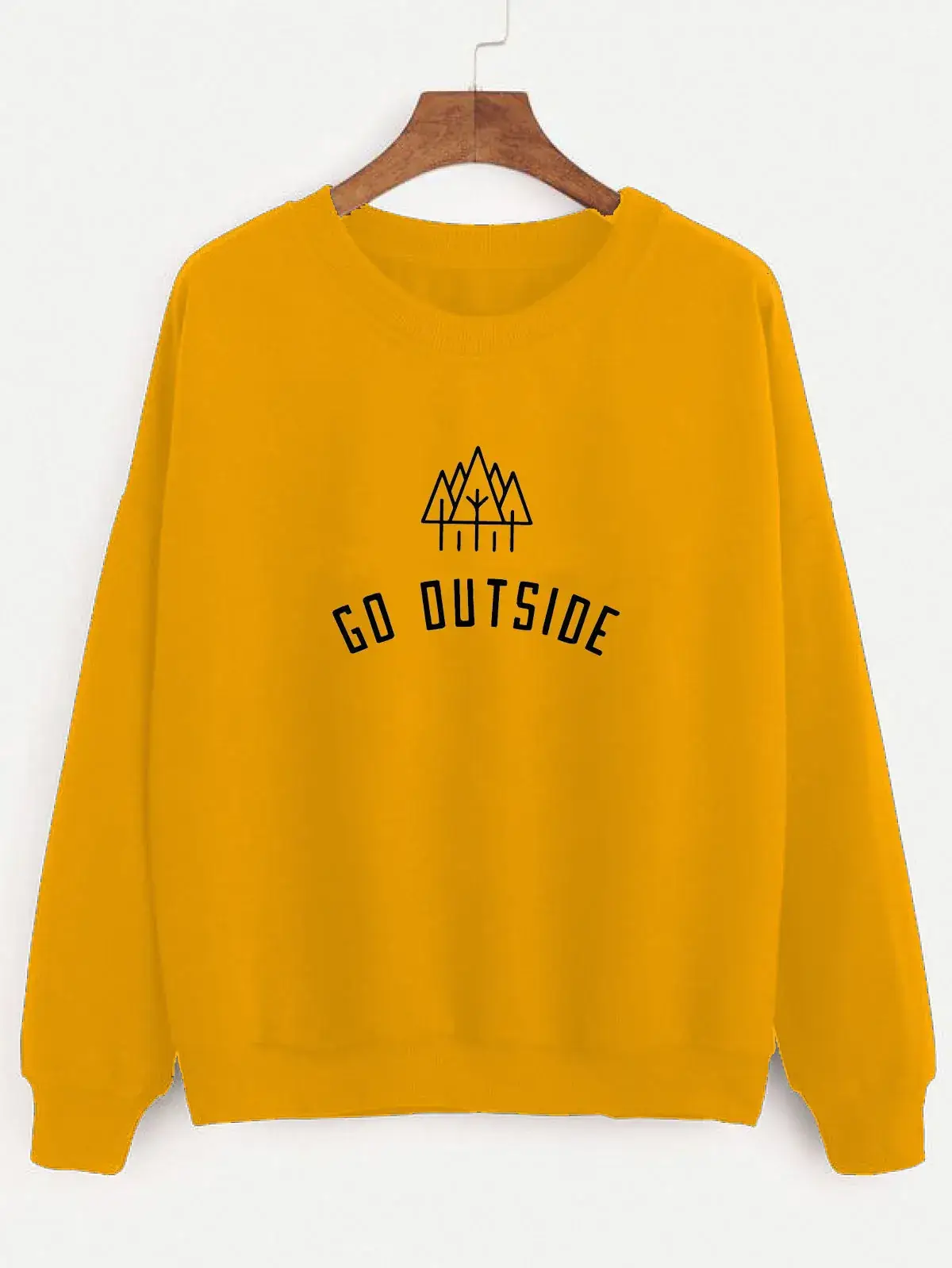 GO OUTSIDE Round Neck Sweater Gray Long Sleeve - Image 4