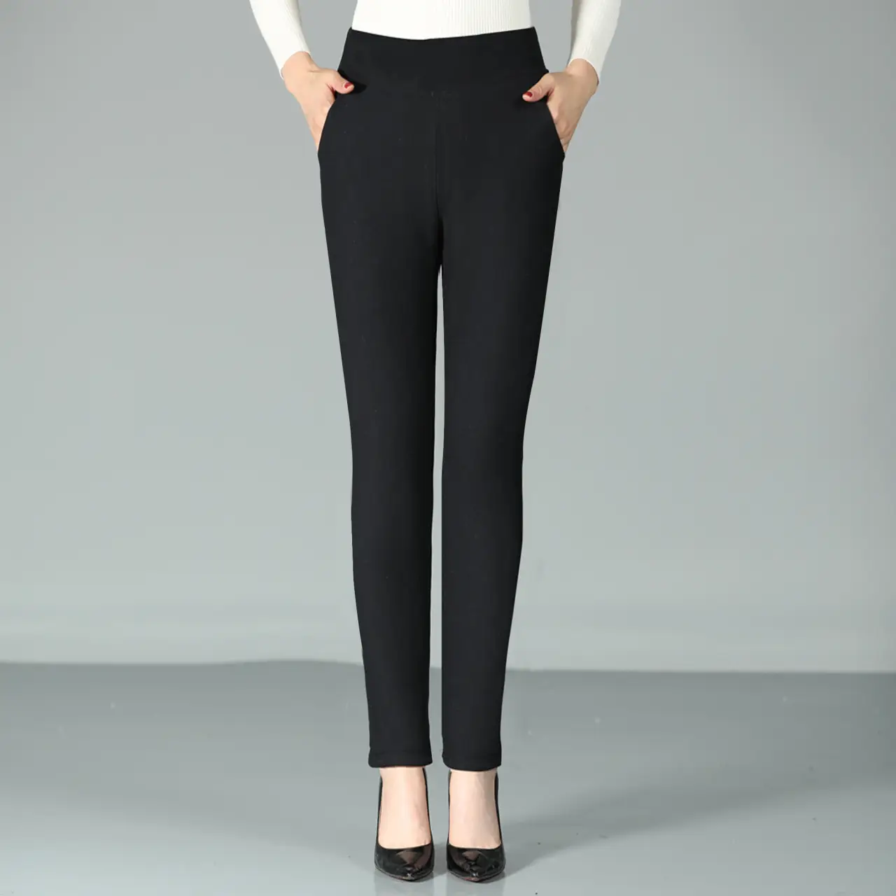 Winter Warm Camel Wool Cotton Pants for Women - Image 9