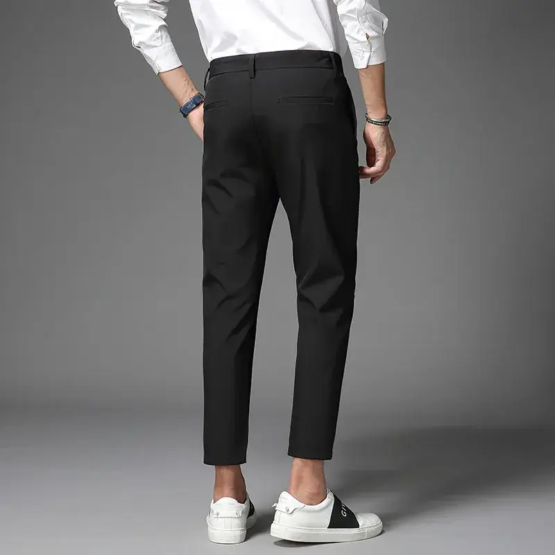 Korean Style Men's Slim Fleece Lined Nine Point Pants - Image 5