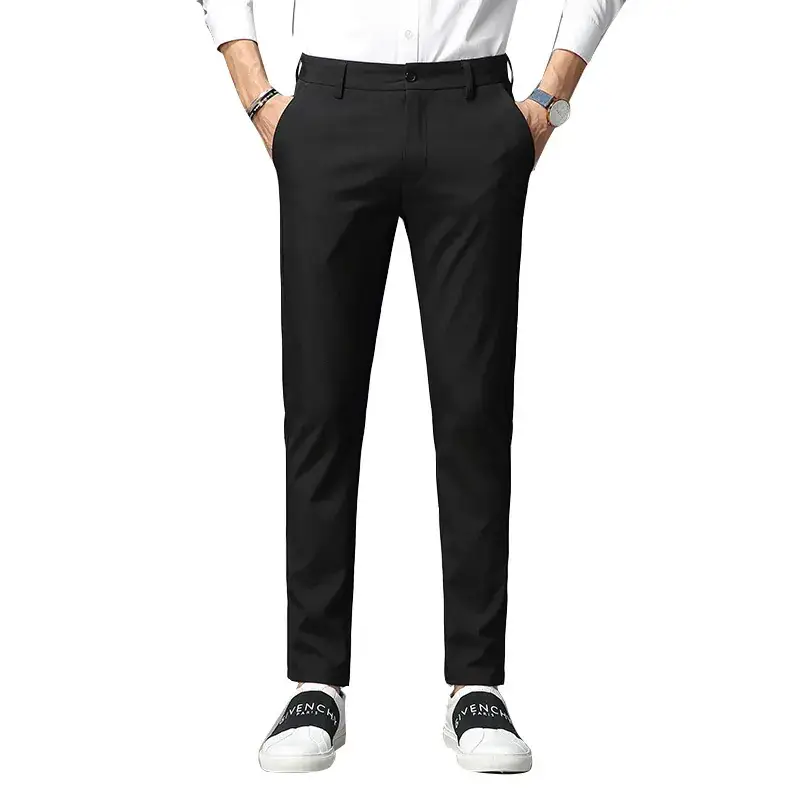 Korean Style Men's Slim Fleece Lined Nine Point Pants - Image 6