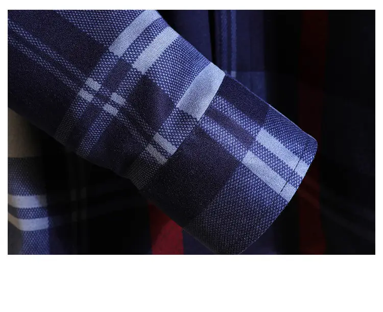 Winter Plaid Long Sleeve Shirt for Men Velvet — feature 16