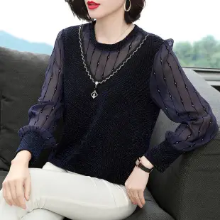 Women Cotton Striped Long Sleeve T-Shirt Brown White — feature 5