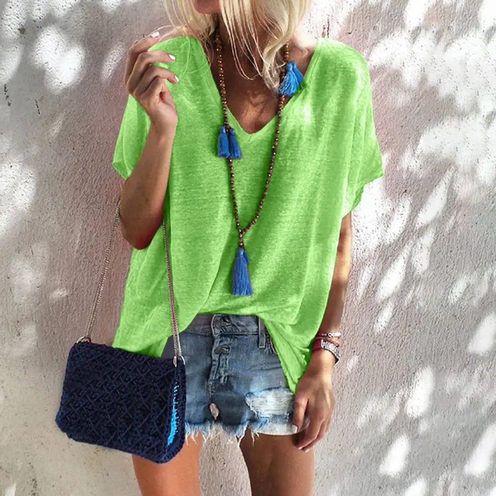 Women's V Neck Loose T-Shirt Summer 2025 - Image 8