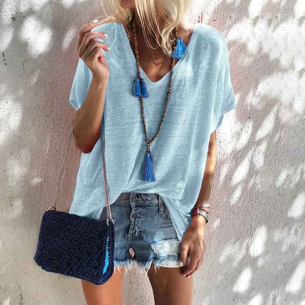 Women's V Neck Loose T-Shirt Summer 2025 - Image 10