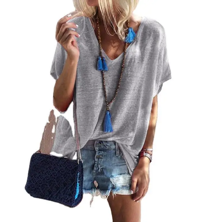 Women's V Neck Loose T-Shirt Summer 2025 - Image 11