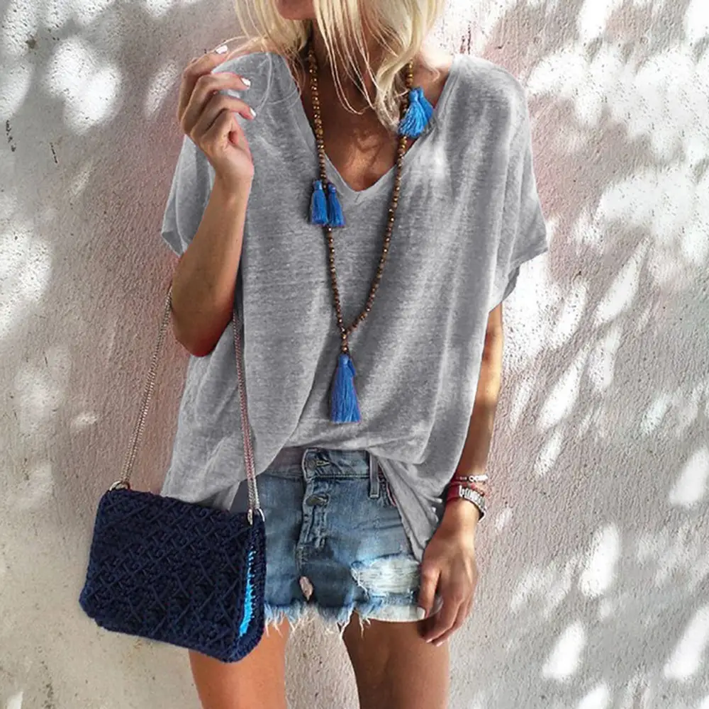 Women's V Neck Loose T-Shirt Summer 2025 — feature 14