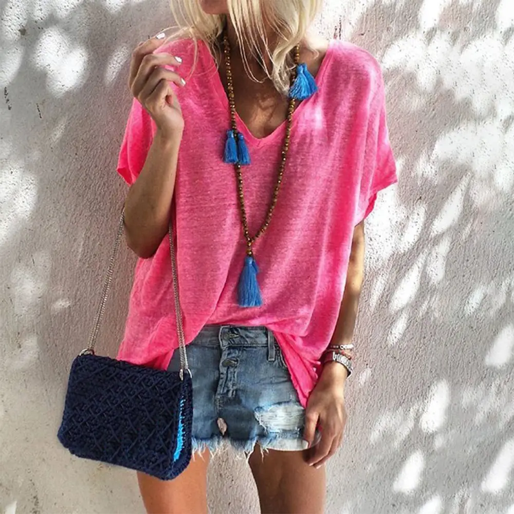Women's V Neck Loose T-Shirt Summer 2025 - Image 5
