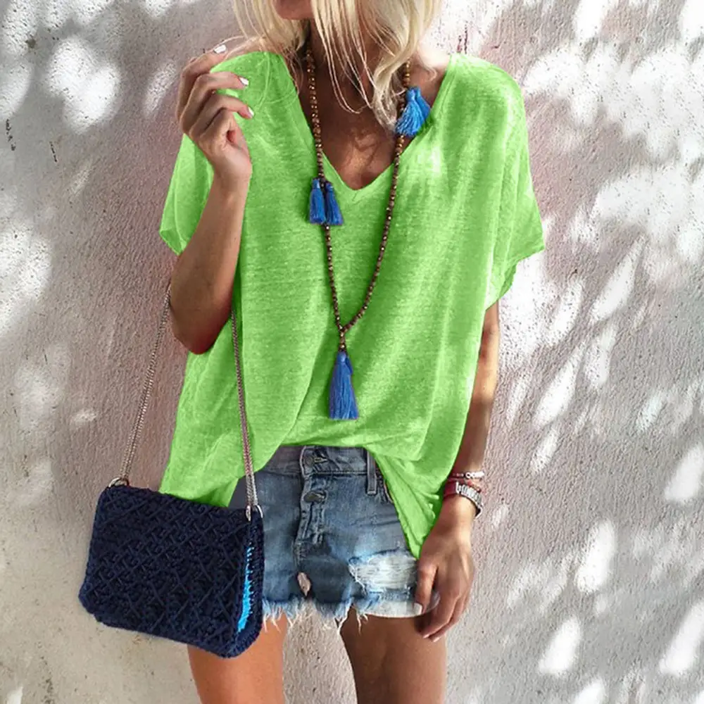 Women's V Neck Loose T-Shirt Summer 2025 - Image 6