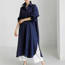 2025 Korean Style Women Cotton Linen Shirt Blue Lapel Drawstring Waist — feature 32