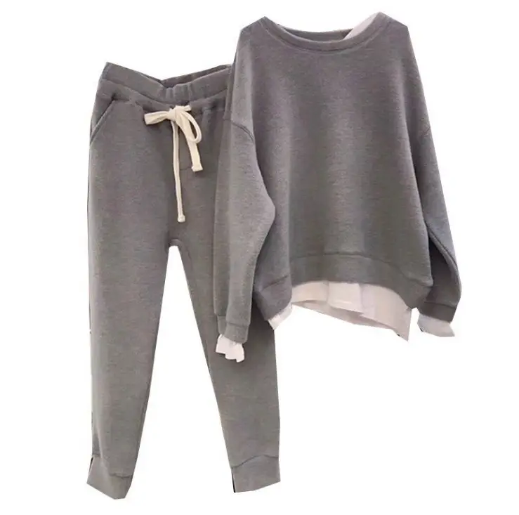 Black Loose Sweatshirt Set for Women Winter Casual