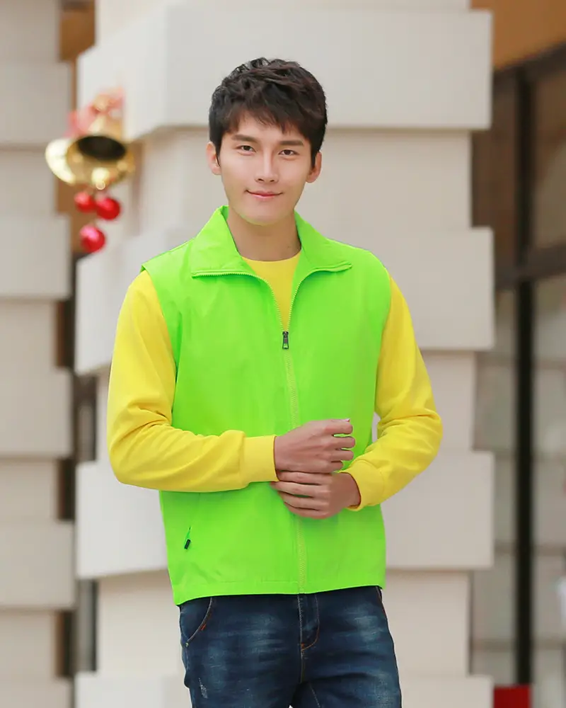 Yellow Sleeve Vest with Logo Print for Volunteers — feature 9