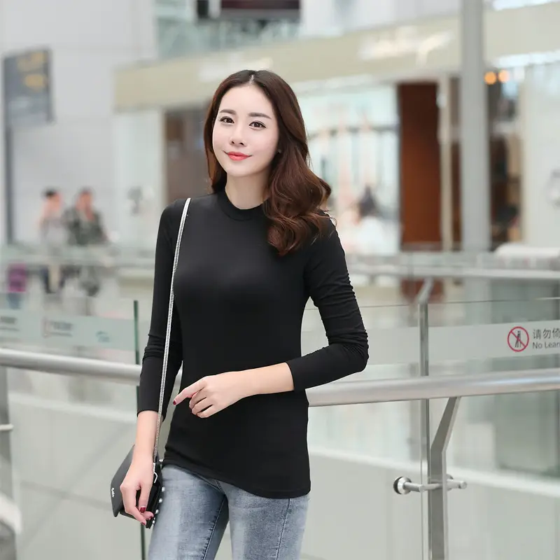 Women's Green Velvet Turtleneck Long Sleeve Warm Shirt - Image 7