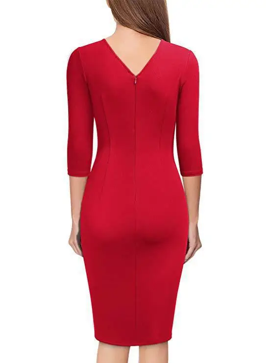 Red V-Neck Bodycon Dress for Women 2023 — feature 14