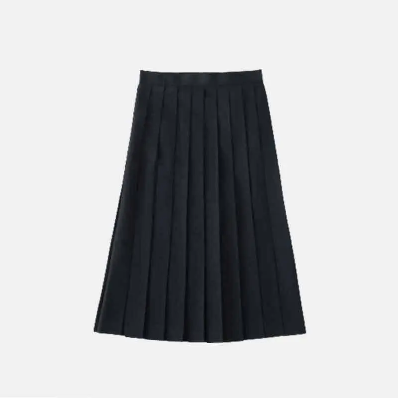 Black Plain Skirt for Women Middle Clothing Autumn Winter - Image 6