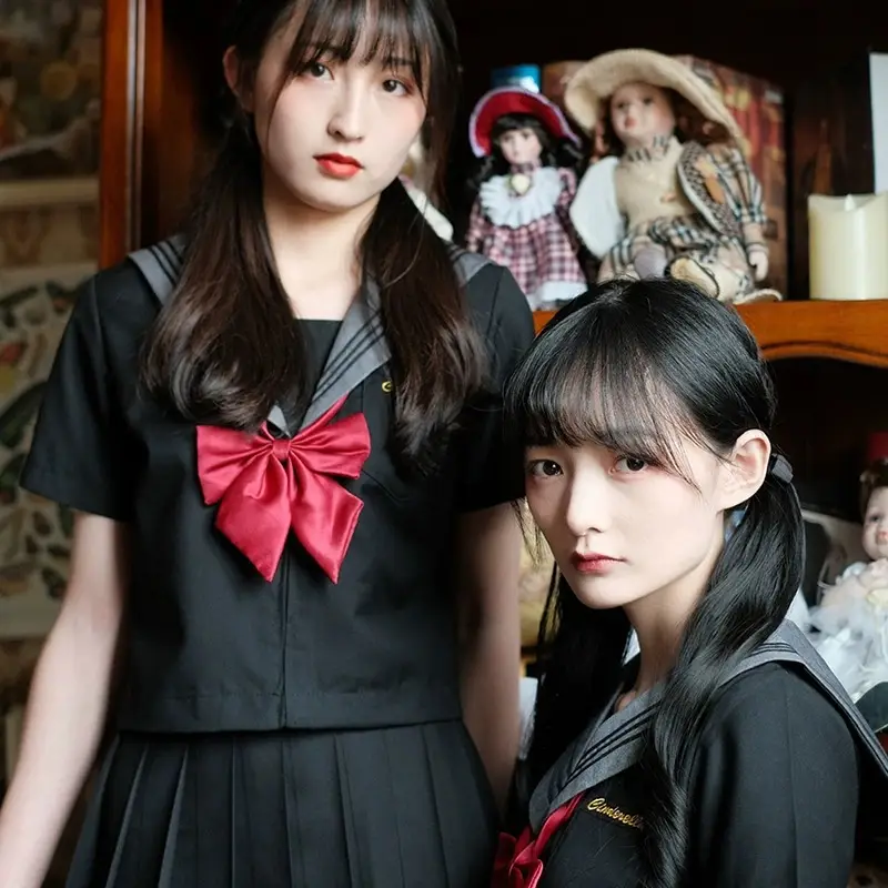 Black Pleated Sailor Skirt for Girls School College