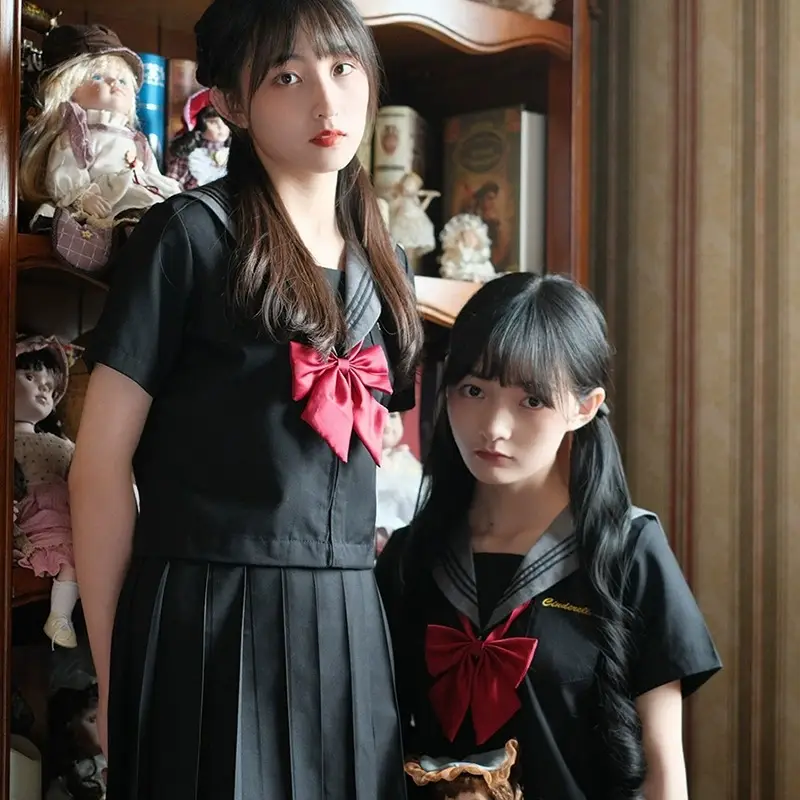 Black Pleated Sailor Skirt for Girls School College