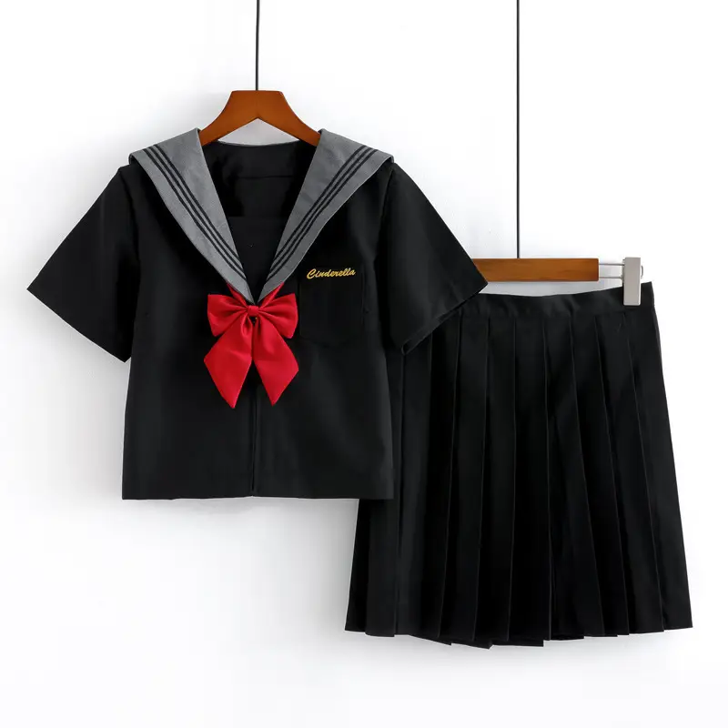 Black Pleated Sailor Skirt for Girls School College