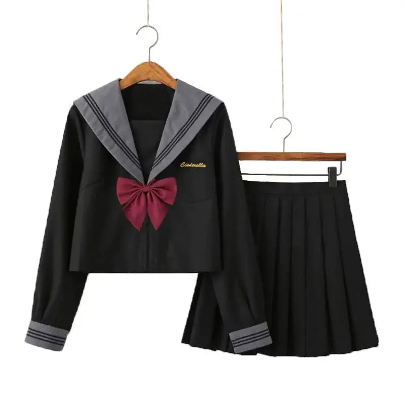 Black Pleated Sailor Skirt for Girls School College