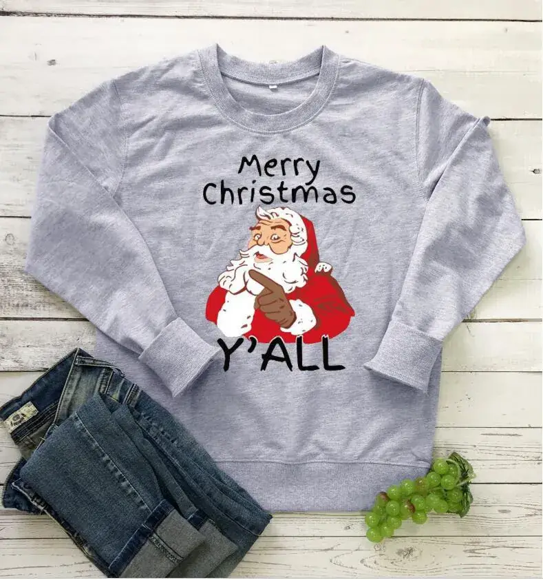 Merry Christmas Crewneck Sweater Yellow Y'all All - Image 2