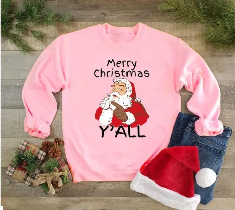 Merry Christmas Crewneck Sweater Yellow Y'all All - Image 4