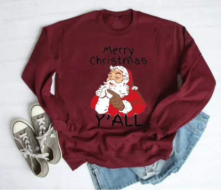 Merry Christmas Crewneck Sweater Yellow Y'all All - Image 5