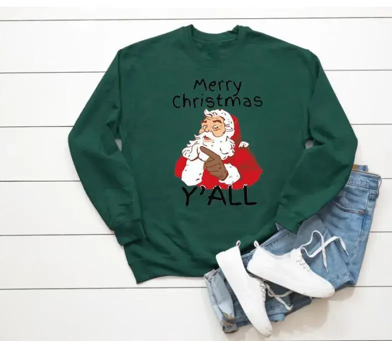 Merry Christmas Crewneck Sweater Yellow Y'all All - Image 6