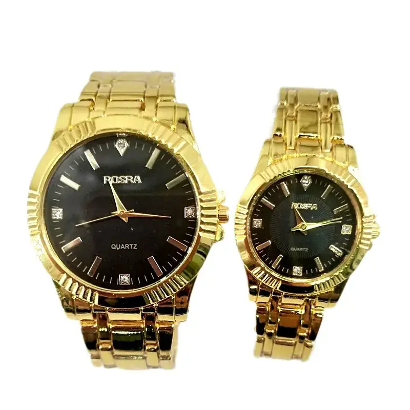 Gold Quartz Couple Watches for Men Women