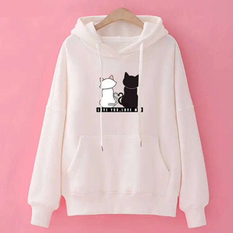 Women Hooded Sweatshirt Fleece Lined 2023 Winter Pink - Image 10