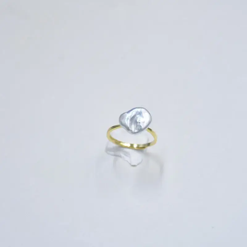 Freshwater Cultured Pearl Ring Aurora Colorful Baroque 4A Grade - Image 3