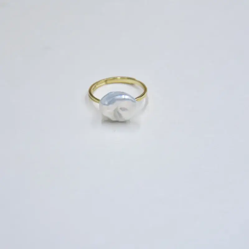Freshwater Cultured Pearl Ring Aurora Colorful Baroque 4A Grade - Image 4