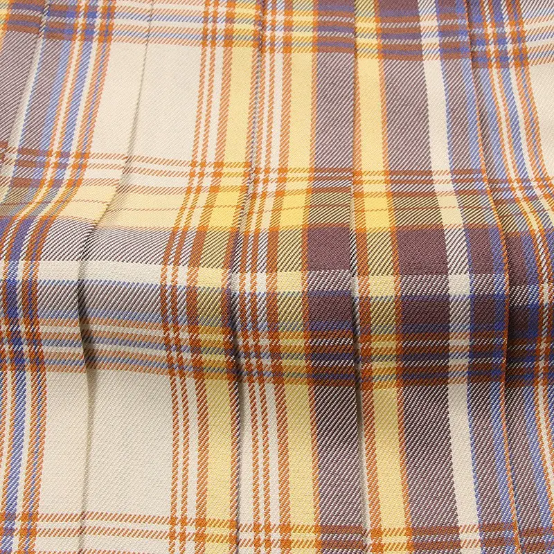 Japanese Style Plaid Skirt Yellow Plaid High Waist — feature 6