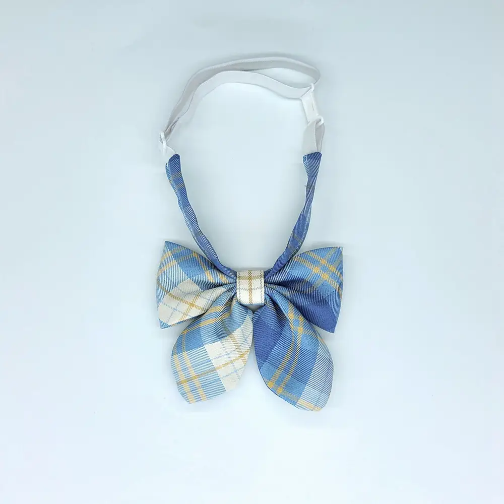 Japanese Plaid Folded Skirt Blue White for Students - Image 7