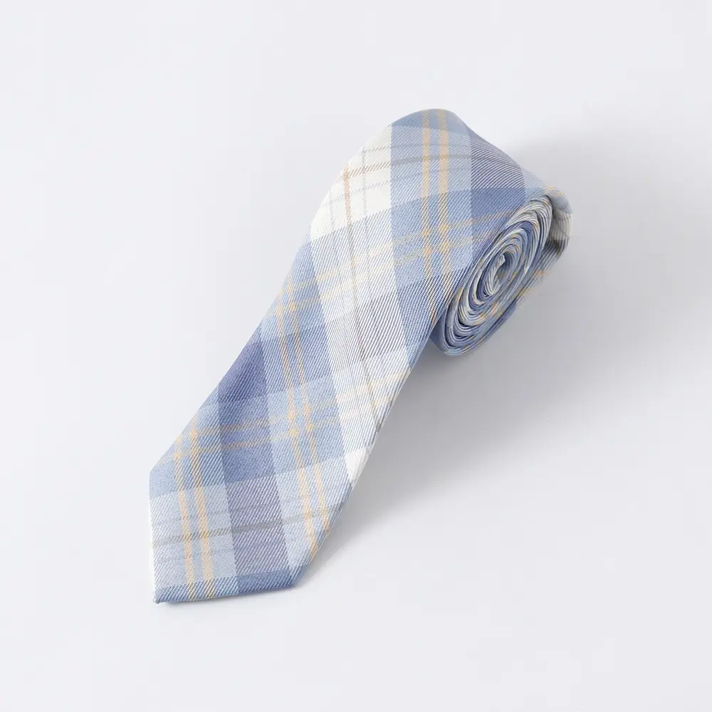 Japanese Plaid Folded Skirt Blue White for Students - Image 2